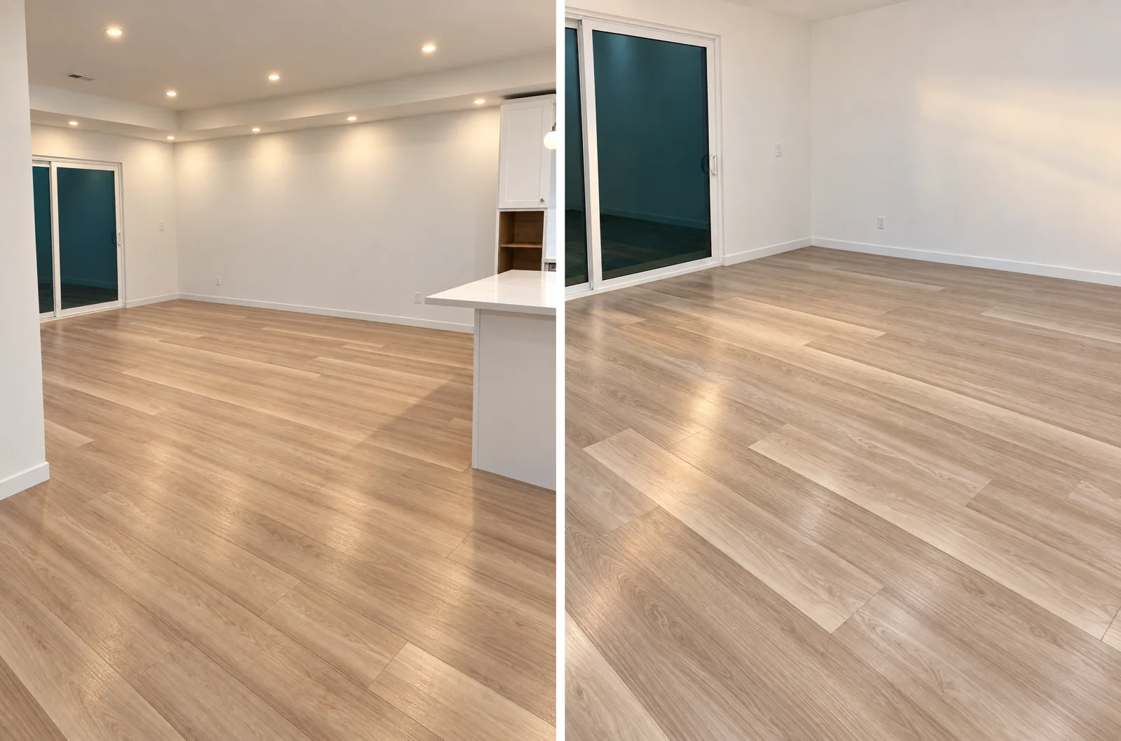Living room, Close up: Flooring redone: light oak planks through the living room and kitchen